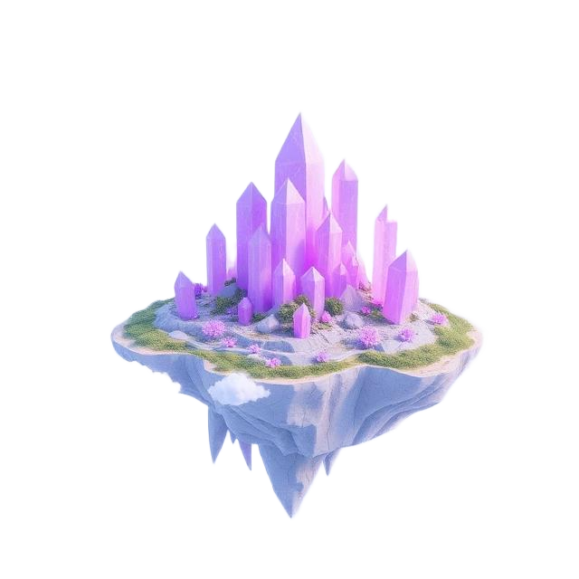 A floating Fluffyland crystal isle